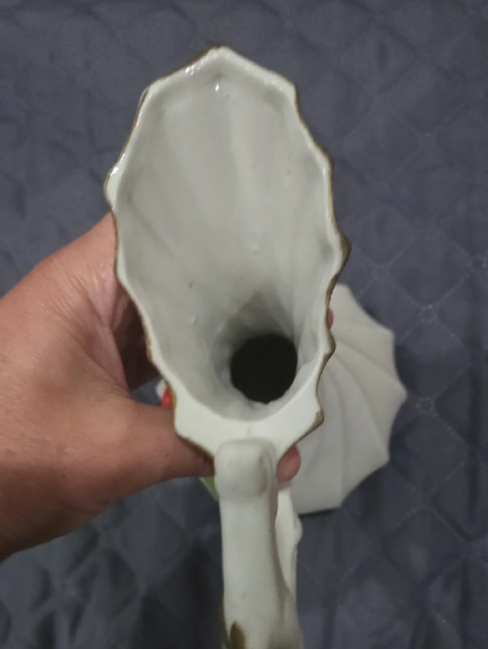 White Ceramic Floral Pitcher with Red Rose Accents